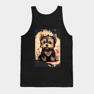 Super Cute Yorkshire Terrier Puppy Portrait Japanese style Tank Top